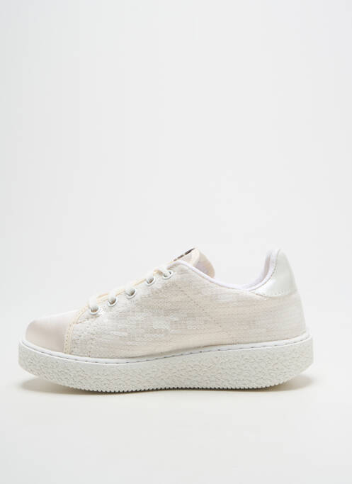 Baskets tissage satiné bout rond blanc VICTORIA fille