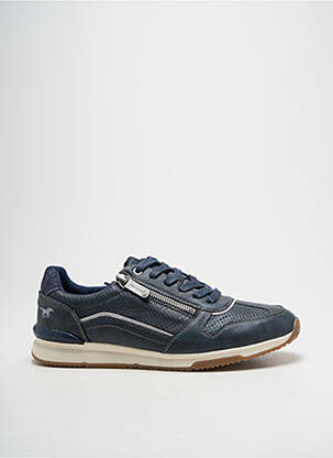 Baskets matière lisse bout rond bleu MUSTANG homme