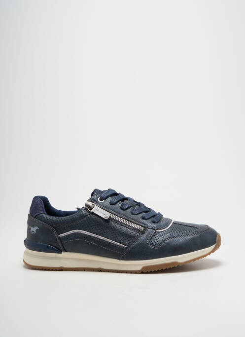 Baskets matière lisse bout rond bleu MUSTANG homme