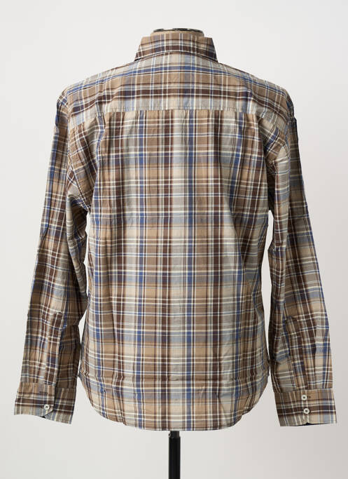 Chemise manches longues imprimé écossais marron QUINZE & TREIZE homme