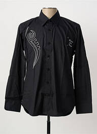 Chemise manches longues coupe cintrée noir QUINZE & TREIZE homme