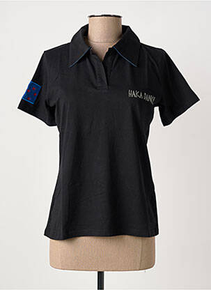 Polo broderie manches courtes noir HAKA DANCE femme