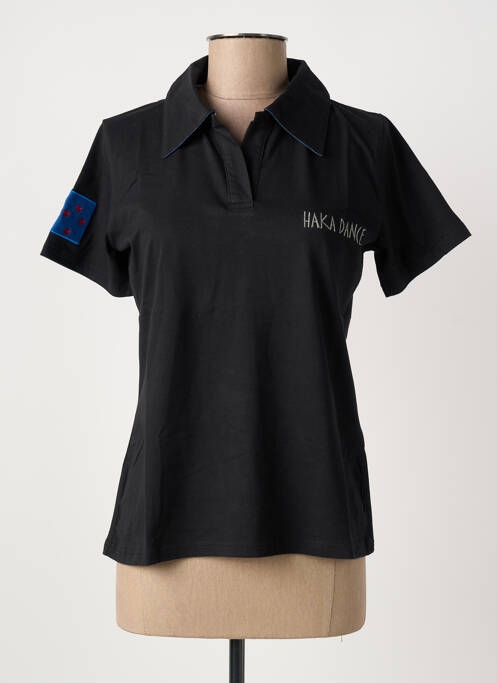 Polo broderie manches courtes noir HAKA DANCE femme