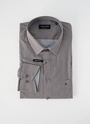 Chemise manches longues imprimé fantaisie marron JUPITER homme