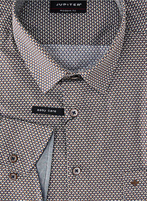 Chemise manches longues imprimé fantaisie marron JUPITER homme