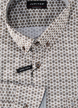 Chemise manches longues imprimé fantaisie beige JUPITER homme