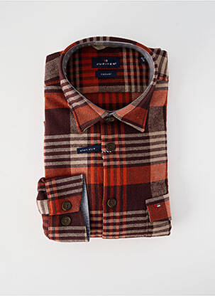 Chemise manches longues coupe droite orange JUPITER homme