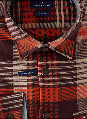 Chemise manches longues coupe droite orange JUPITER homme