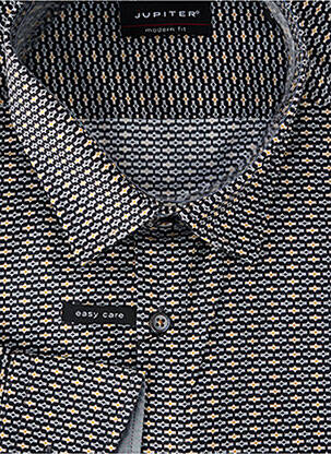Chemise manches longues imprimé fantaisie noir JUPITER homme