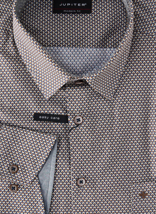 Chemise manches longues imprimé fantaisie marron JUPITER homme