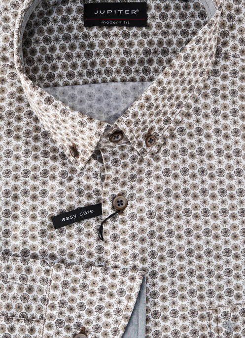 Chemise manches longues imprimé fantaisie beige JUPITER homme