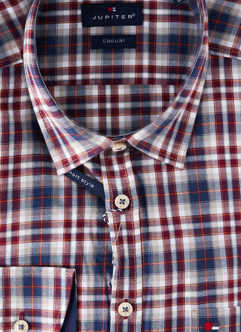 Chemise manches longues rouge JUPITER homme