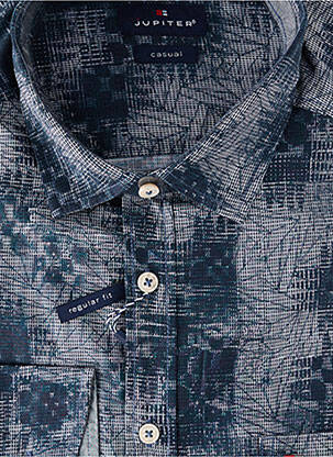 Chemise manches longues imprimé fantaisie bleu JUPITER homme