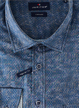 Chemise manches longues imprimé fantaisie bleu JUPITER homme