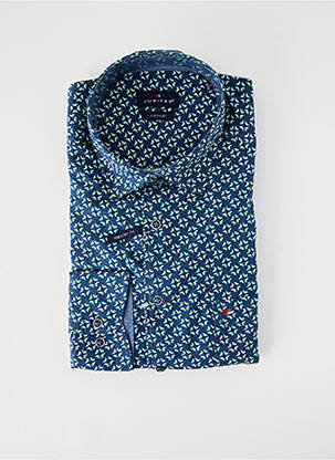 Chemise manches longues imprimé fantaisie bleu JUPITER homme