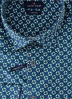Chemise manches longues imprimé fantaisie bleu JUPITER homme