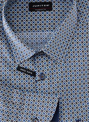 Chemise manches longues imprimé fantaisie bleu JUPITER homme