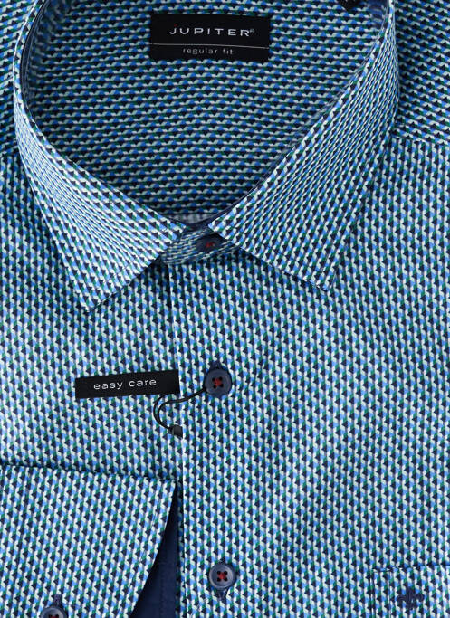Chemise manches longues imprimé fantaisie bleu JUPITER homme