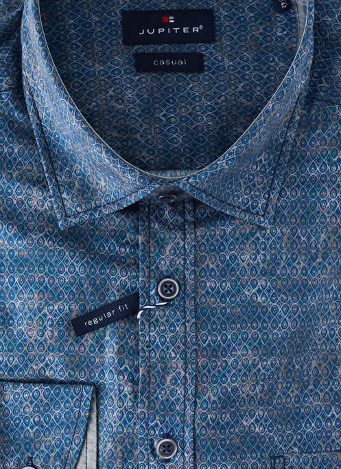 Chemise manches longues imprimé fantaisie bleu JUPITER homme