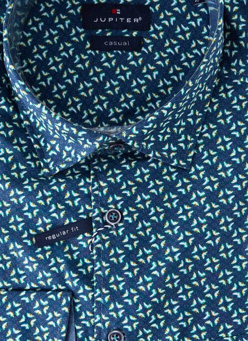 Chemise manches longues imprimé fantaisie bleu JUPITER homme