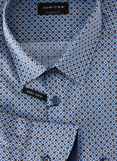 Chemise manches longues imprimé fantaisie bleu JUPITER homme