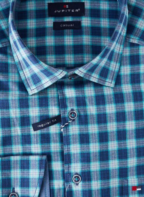 Chemise manches longues coupe droite bleu JUPITER homme