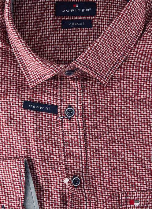 Chemise manches longues rouge JUPITER homme