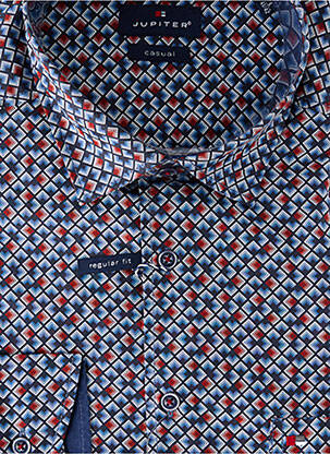 Chemise manches longues imprimé fantaisie bleu JUPITER homme
