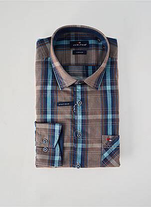 Chemise manches longues coupe droite marron JUPITER homme