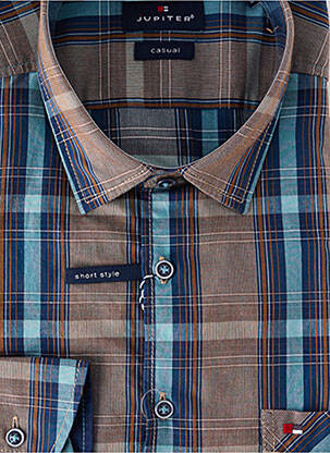 Chemise manches longues coupe droite marron JUPITER homme
