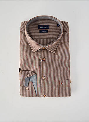 Chemise manches longues coupe droite marron JUPITER homme