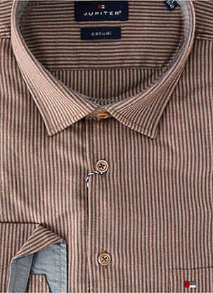 Chemise manches longues coupe droite marron JUPITER homme