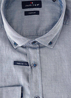 Chemise manches longues coupe droite bleu JUPITER homme