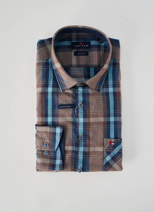 Chemise manches longues coupe droite marron JUPITER homme