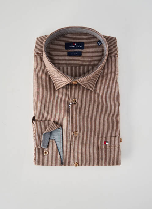 Chemise manches longues imprimé rayures marron JUPITER homme