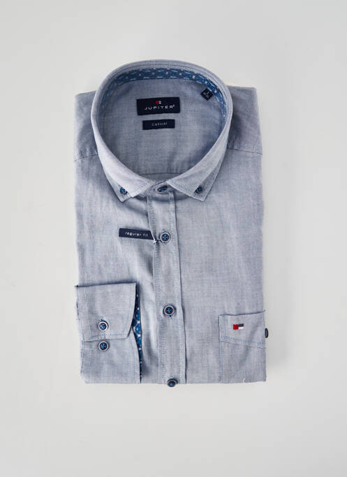 Chemise manches longues coupe droite bleu JUPITER homme