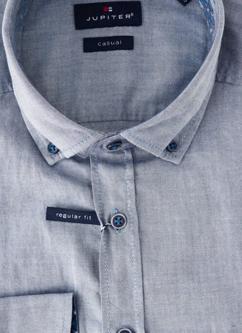 Chemise manches longues coupe droite bleu JUPITER homme