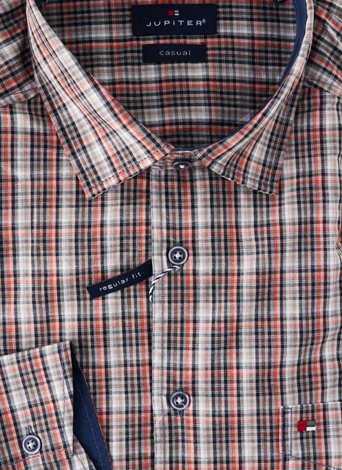 Chemise manches longues coupe droite orange JUPITER homme