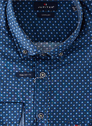Chemise manches longues imprimé fantaisie bleu JUPITER homme