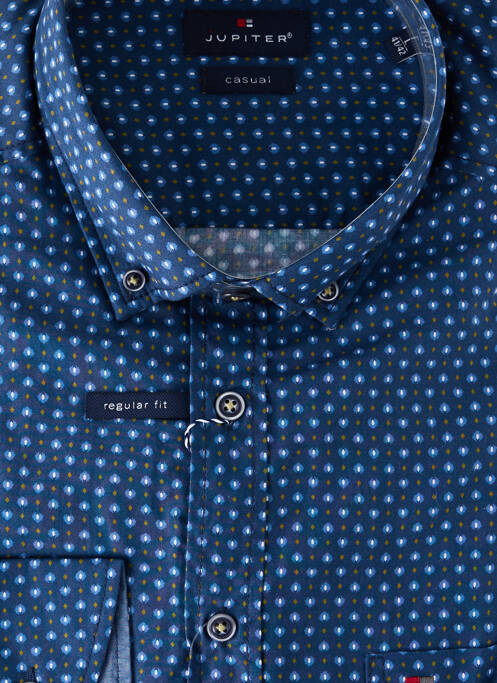 Chemise manches longues imprimé fantaisie bleu JUPITER homme