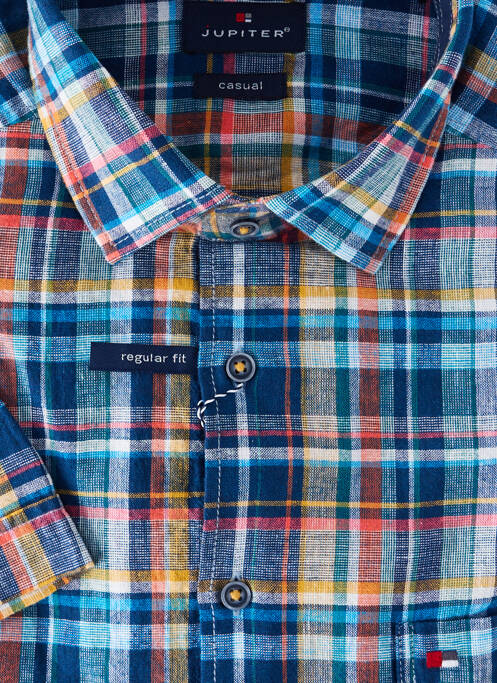 Chemise manches longues coupe droite bleu JUPITER homme