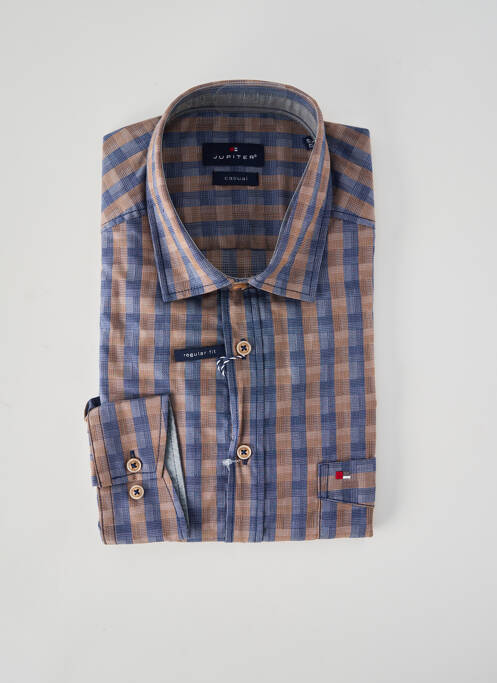 Chemise manches longues coupe droite marron JUPITER homme