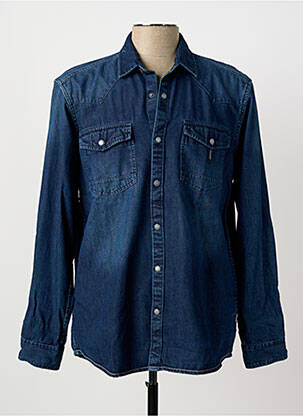 Chemise manches longues coupe cintrée bleu PIONEER homme
