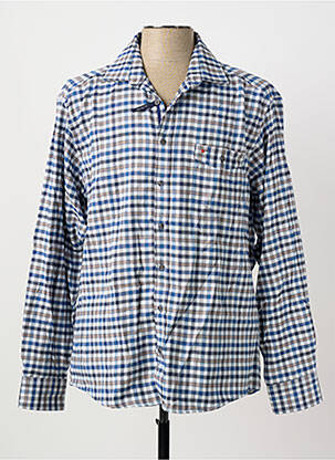 Chemise manches longues imprimé carreaux bleu JUPITER homme