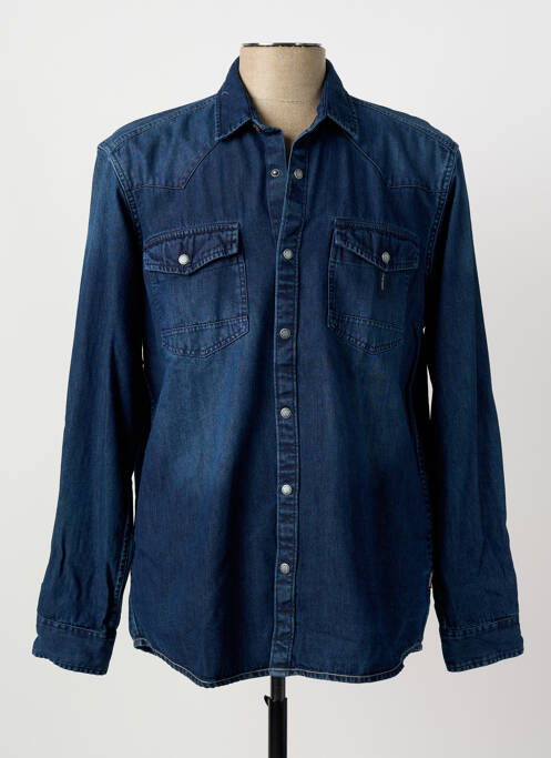 Chemise manches longues coupe cintrée bleu PIONEER homme