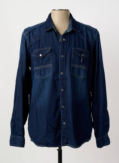 Chemise manches longues coupe droite bleu PIONEER homme
