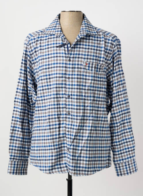 Chemise manches longues imprimé carreaux bleu JUPITER homme