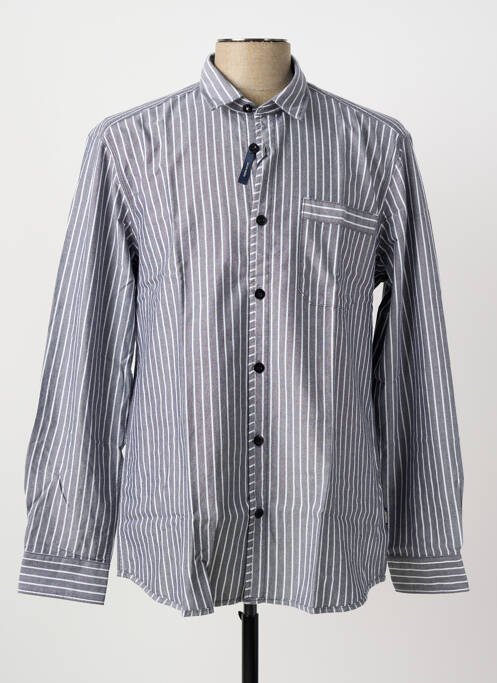 Chemise manches longues imprimé rayures bleu PIONEER homme