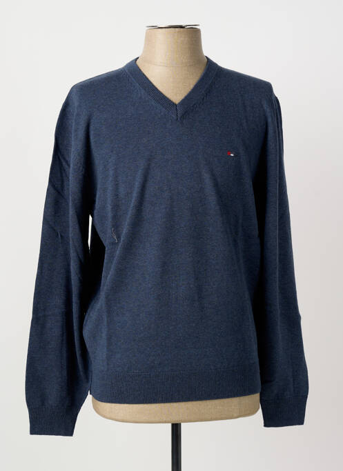 Pull col v manches longues bleu JUPITER homme