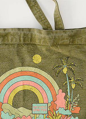 Sac poignée 2 anses de portée forme cabas vert ONE TEE femme